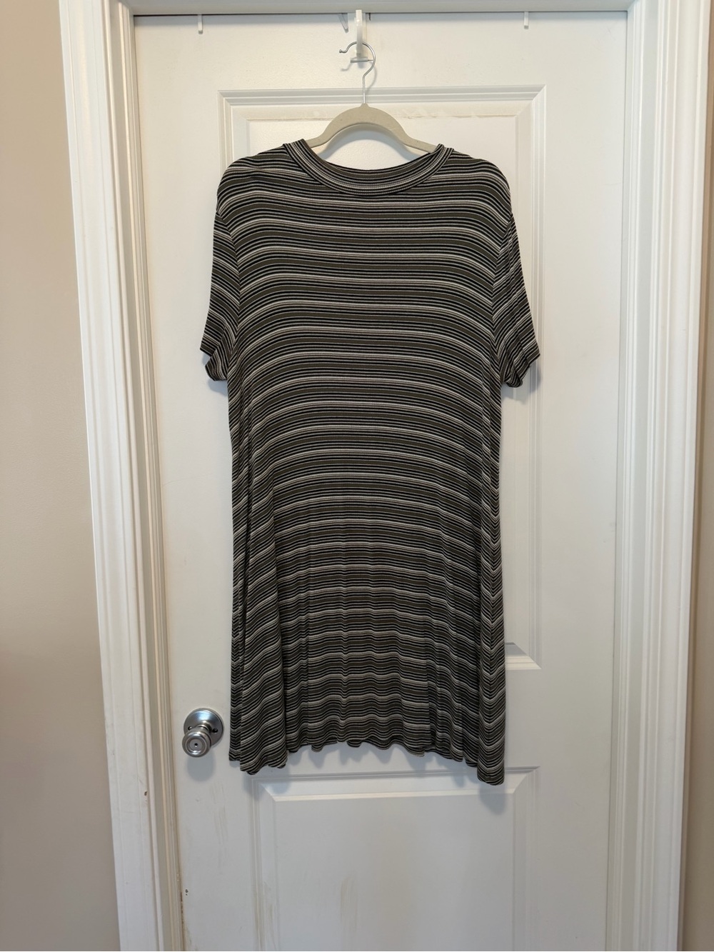 Falls Creek Black & White Striped Midi Knit Dress